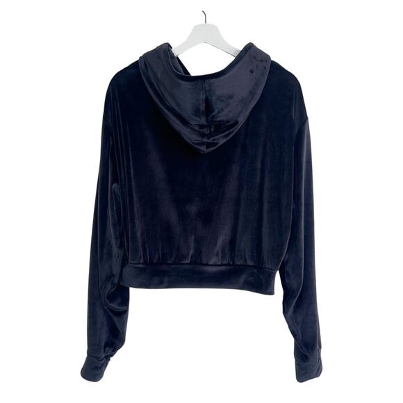 Skims Velour Zip Up Cropped Hoodie in Black - Picture 5 of 8